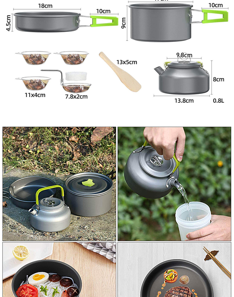 Camping Outdoor Cookware Sets Portable Folding Teapot Set