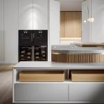 Free Design Modern Kitchen Cabinet With Glass Door Natural Oak Wood Matt Lacquer