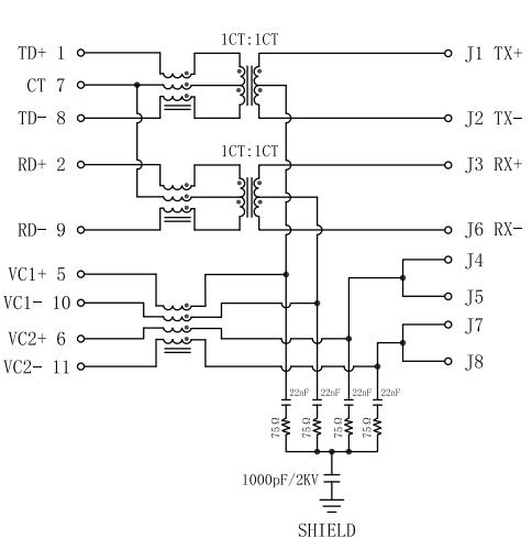 ARJP11C-MASA-A-B-EMU2 Pin To Pin LPJK0010AHNL RJ45 Modular Jack Through Hole