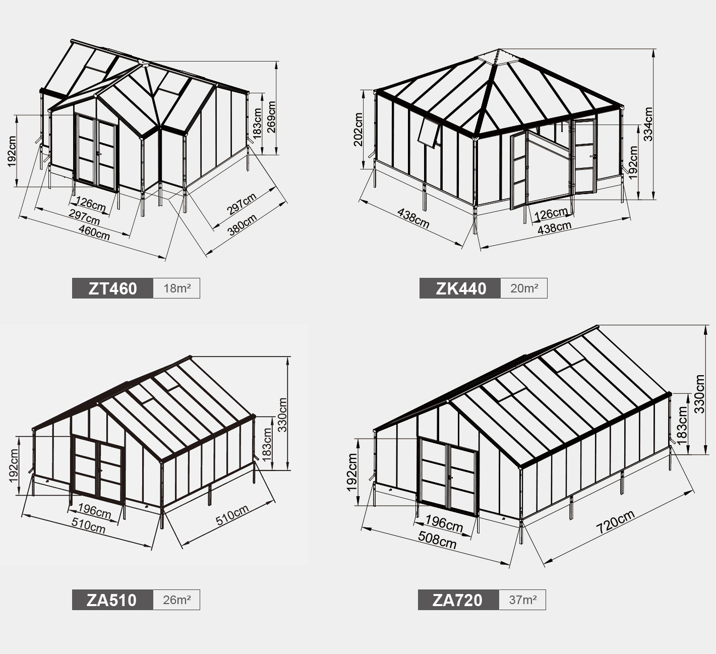 Black Aluminium Frame Greenhouse 6mm 16mm with powder coating