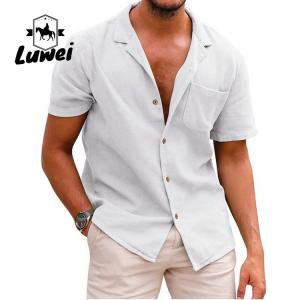 Button Collar Men Casual Shirts Single Breasted Retro Slim Full Plus Size