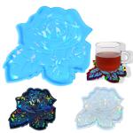 MHC 3d Unique Resin Coasters Rose Flower Coasters Gold Holographic Silicone