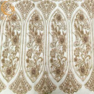 Wholesale Modern Gold Heavy Beaded Lace Fabric Embroidery For Bridal Dress from china suppliers