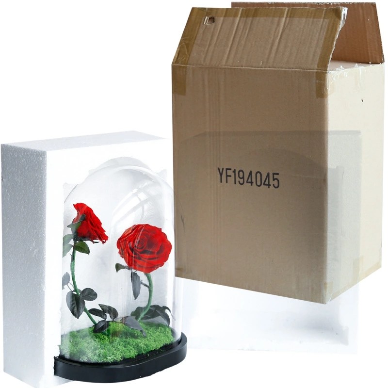 2021 New In Christmas Preserved Rose In Glass Dome Rose With Curving Stem In Glass Bell rose gift
