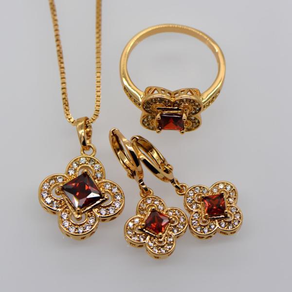 New Trendy Jewelry Set Women Party Gift 18K Real Gold Plated white zircon
