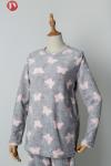 EU Standard Butterfly Print Soft Bathrobe Warm Fleece Women Pajamas Set