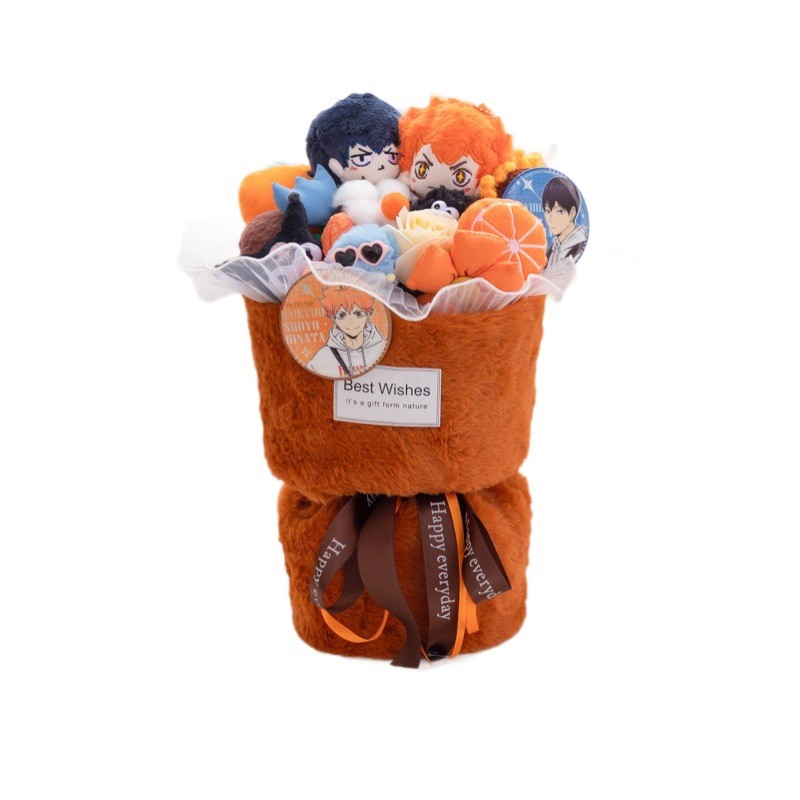 Anime Haikyuu!! Volleyball Boy Plush Doll Bouquet - Creative 2D Gift for Boyfriend/Husband, Qixi Valentine's & Birthday Present