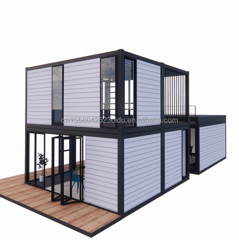 Wall 50/75/100mm Wave Sandwich Panel Customizable 20ft Container House Combination Three Bedrooms Four Bedroom Prefab with Carport Living Apart