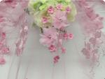 Polyester 3D flower embroidered Lace fabric with bead for women garments