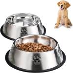 Stainless Steel Dog Bowls, Dog Feeding Bowls, Dog Plate Bowls with Rubber Base