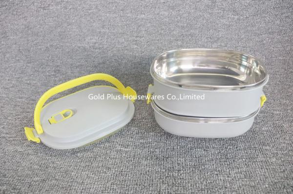 South africa market portable leakproof 2-tier square lunch box stainless steel