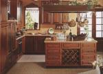 2000MM HPDL Contemporary Brown Solid Wood Kitchen Cabinets Farmhouse Cocina
