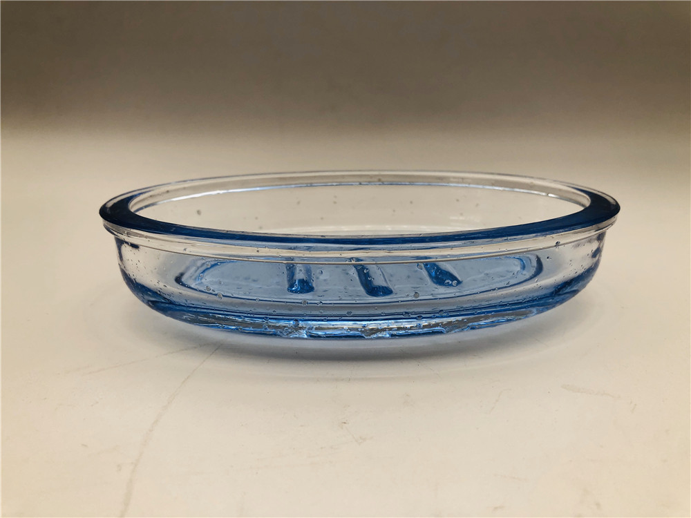 Bathroom Cleaning Glass Bath Accessories Set Ombre Blue Bubble Effect