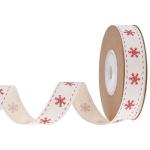 15mm*3y Christmas Gift Ribbon Printed White Cotton Ribbon For Presents