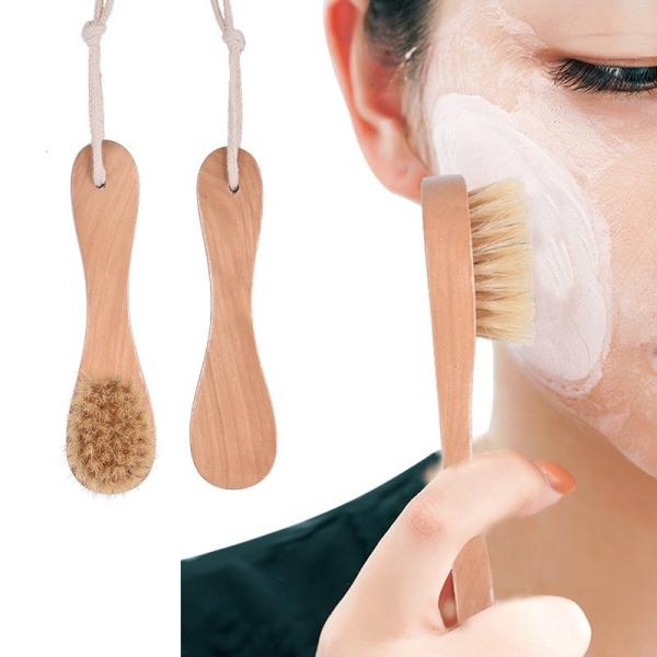 Kolinsky Hair Natural Boar Bristle SPA Facial Brush Organic Bamboo Massage Bath