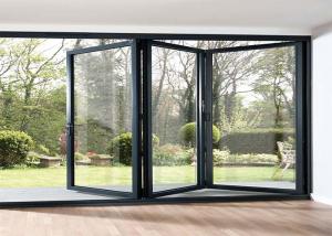 Wholesale Waterproof Aluminum Frame Folding Glass Patio Doors , Aluminium Framed Frosted Glass Doors from china suppliers