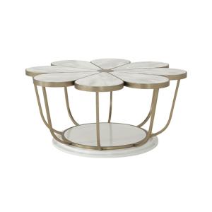 Wholesale Living Room Stainless Steel Round Certral Coffee Table With Brushed Gold Satin Finish Natural Marble Top Metal Legs from china suppliers