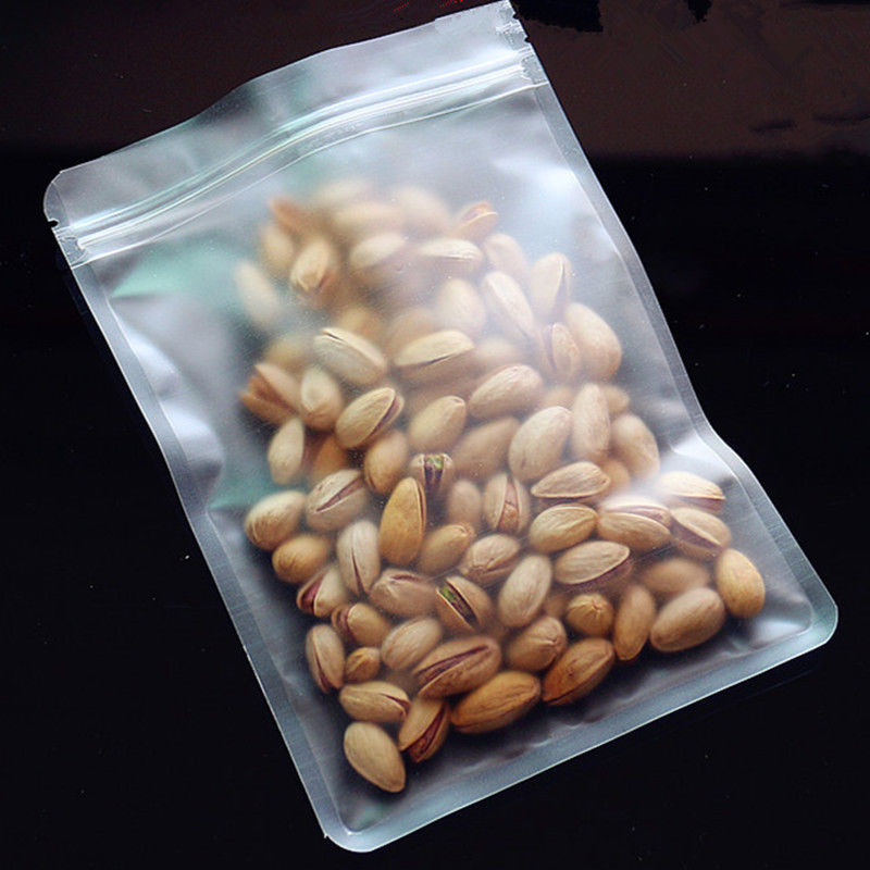 Resealable Flat Food Packing Pouch Zipper Matte Clear Zip Lock Plastic Bag