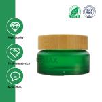 50g oval shape Green frosted Glass Bottle With bamboo Lid For Empty Cream Jar