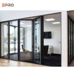 Triple Glass Aluminum Folding Doors Telescopic Balcony Sliding Glass Door