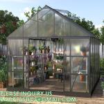 Portable Plant GreenHouse Zippered Door Windows, Galvanized Steel Hoops, Glass