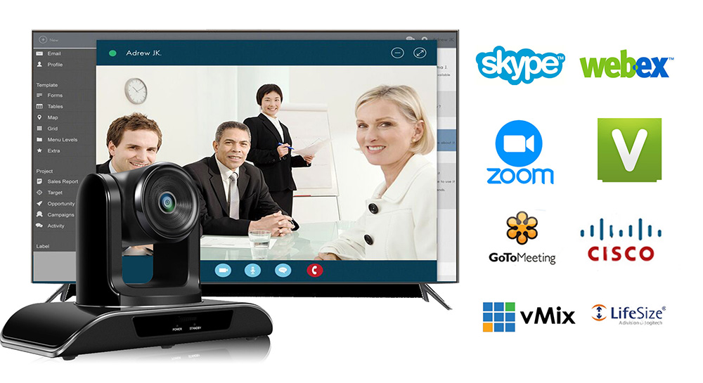 VHD202U 1080P USB 2.0 PTZ Camera 20x Zoom Rotatable Screen Cam Laptop Webcam