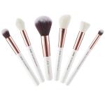 Full 6pcs White And Rose Gold Makeup Brushes Aluminium Ferrule
