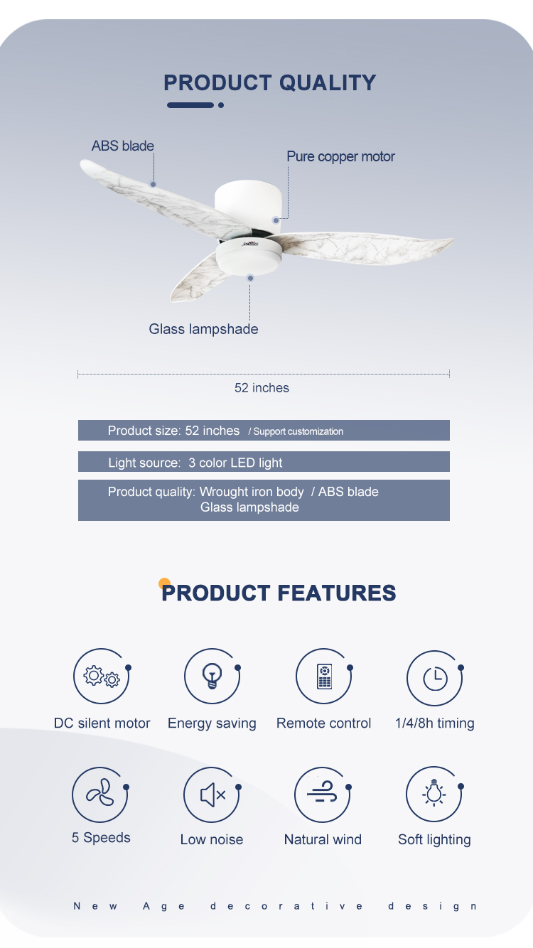 2- 1stshine Bedroom LED Ceiling Fan with Acrylic Blades and Remote Control Light