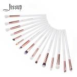 Jessup 15pcs Eye Makeup Brush Set Pearl White/Rose Gold Aluminium Ferrule T217