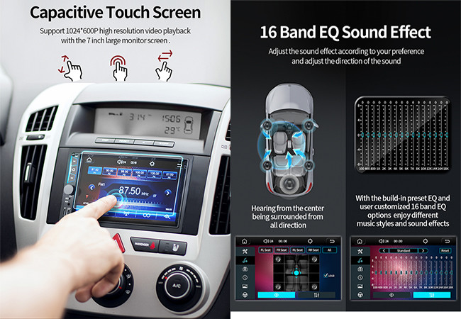 Bluetooth V4.0 Mp5 Carplay 2 Din Head Unit Android Screen Radio 7 Inch
