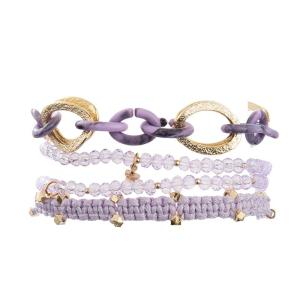 Wholesale Lavender Stackable Handmade Weave Beads Bracelet Set For Valentine'S Day from china suppliers