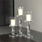 Christmas Wedding Candle Holder Glass Candle Pillars Set 19cm 27cm 35cm