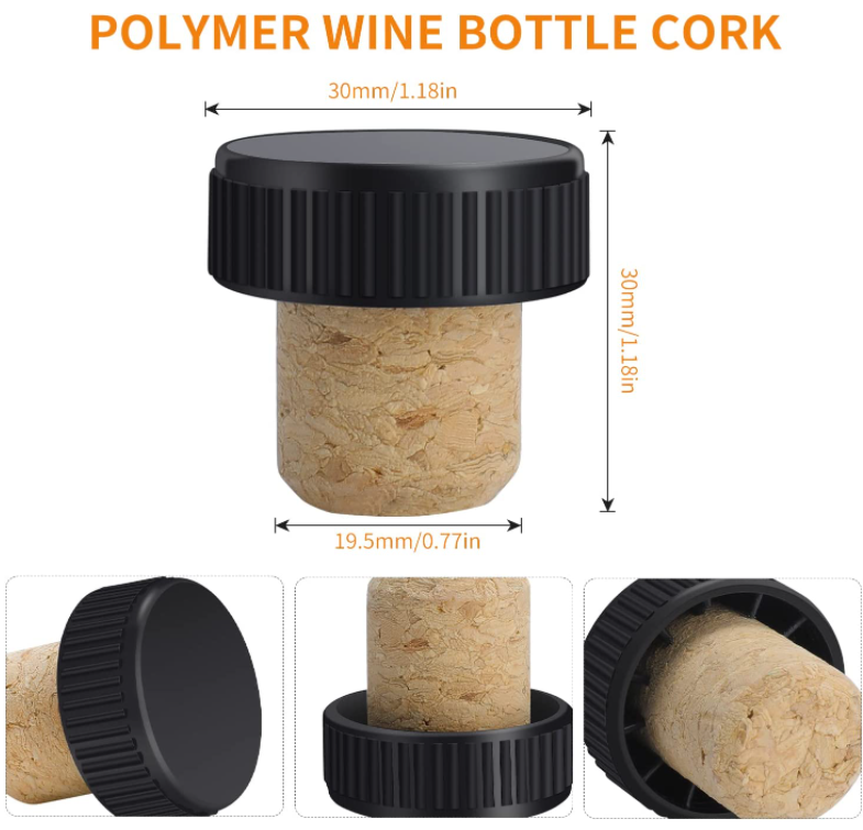 Custom Wine Bottle Cork With Black Plastic Top PVC Heat Shrink Capsule Bottle Seal
