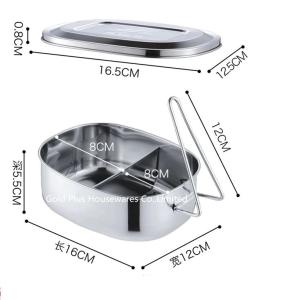 Wholesale 730ml Traveling portable food bento box for children grade steel two compartments snack box for picnic from china suppliers