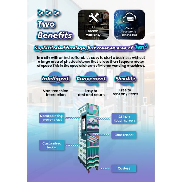 Swimming Supplies Vending Machine for Sales & Rental With Receipt Printer