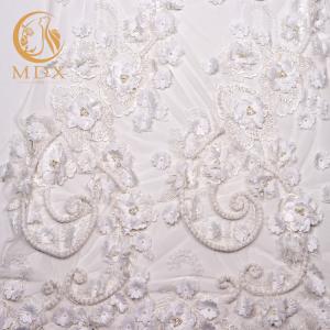 Wholesale 3D Flowers Suitable White Lace Fabrics 80% Nylon 1 Yard Length from china suppliers