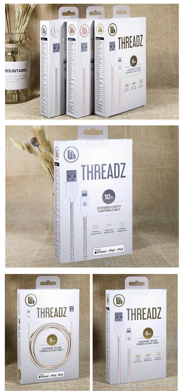Printed Paper APET Mobile USB SYNC Data Cable Packaging Box Design