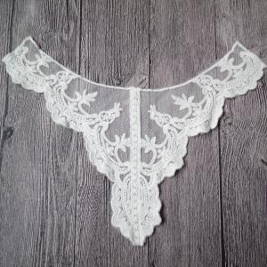 China White Embroideried Lace Bridal Neckline Applique With Cotton On Nylon Mesh on sale