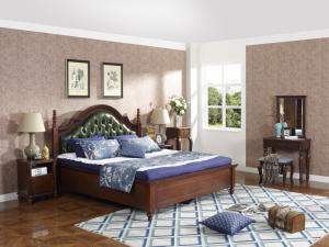 Wholesale Rubber Wood made bedroom furniture Cheap malaysia imported Solid wood bed high quality PU leather Headboard Upholstured from china suppliers