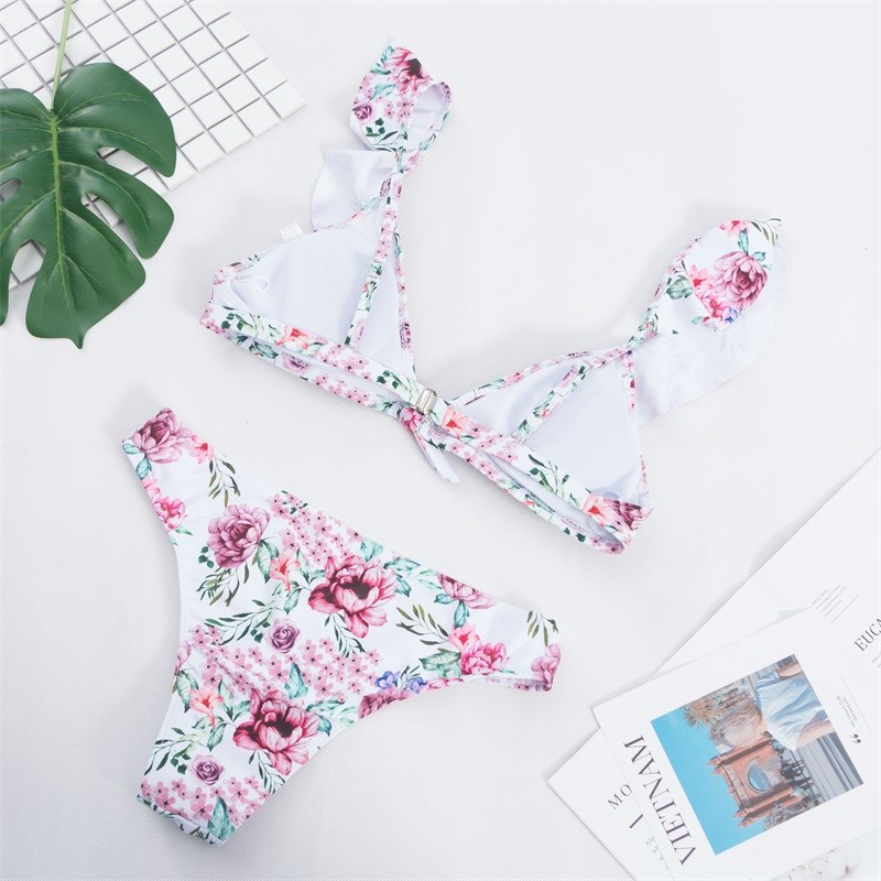 Tiered Layer Tie a Knot Front Top With Low waist Bikini swimsuit high cut