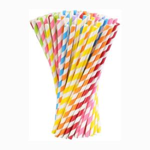 Wholesale Rainbow Stripe Paper Drinking Straws Disposable Environmental Friendly from china suppliers