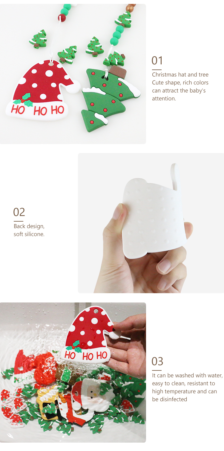 Mini Food Grade Christmas Silicone Beads For DIY Pacifier Chain Necklace