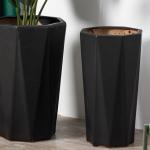 Minimalism tall gardening black planter outdoor garden home balcony decor
