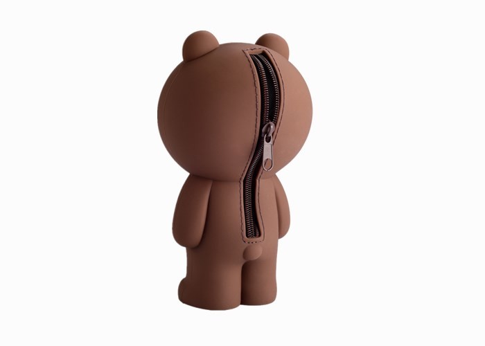 Brown Bear Silicone Pencil Case Stationery Stereo Creative Pen Box With Logo Customized
