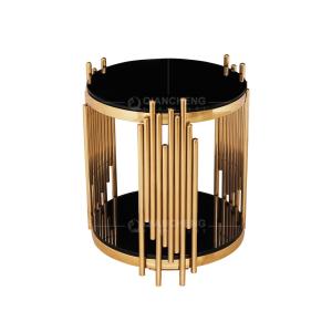 Wholesale small round 60cm Furniture Side Table Stainless Steel frame black top from china suppliers
