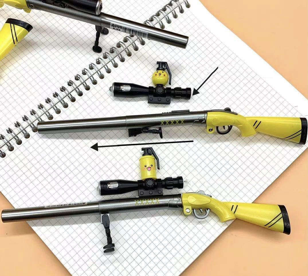 Gel-Ink Toy Gun Shape Writing Pens for Stationery 0.38mm Black Ink 240M Writing Length
