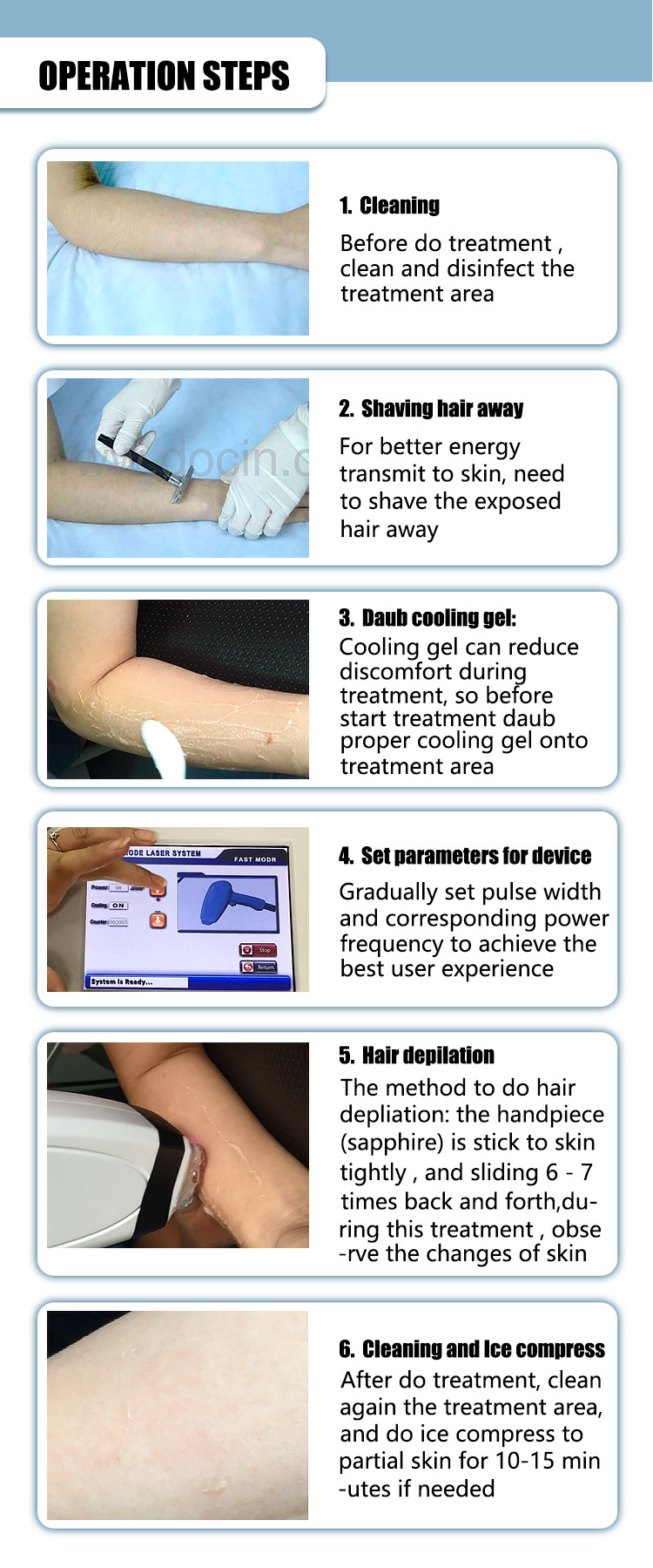 Professional Diode Laser Hair Removal Equipment with 1-50J/cm2 Energy Range