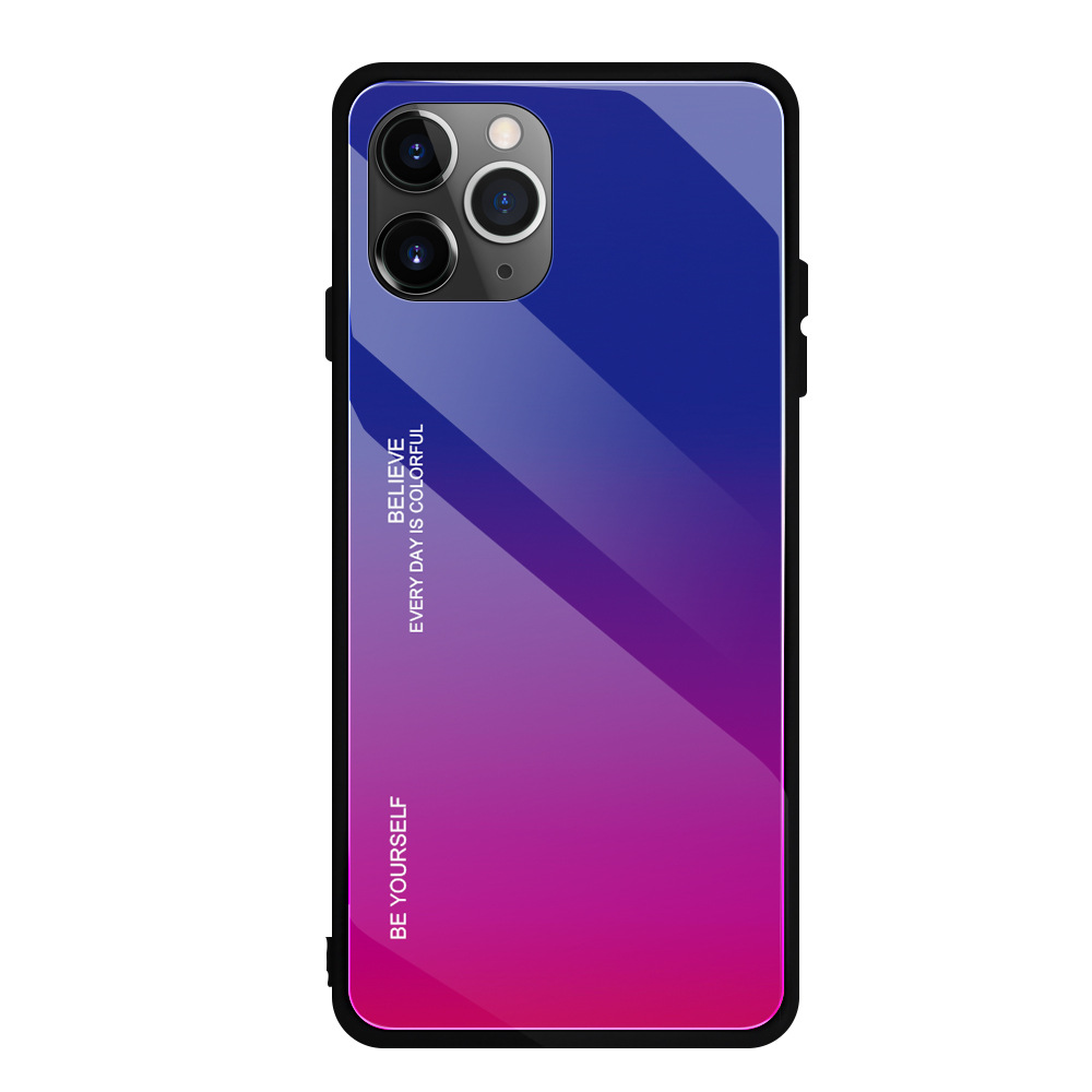7 Colors Gradient Shockproof Tempered Glass Phone Case For IPhone 11 No Special Craft