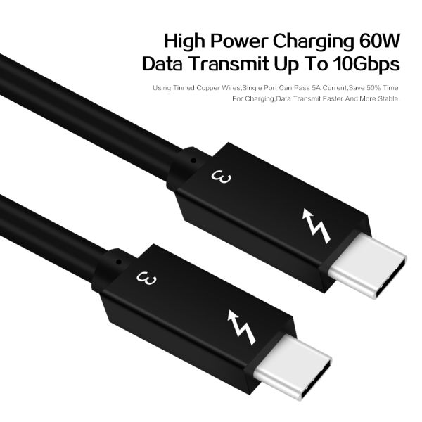 Plugable thunderbolt3 USB Type C Cable 40GB/s 100W 60W Power delivery PD charger