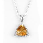 10mm 925 Silver Gemstone Pendant Yellow Triangle Citrine November Birthstone